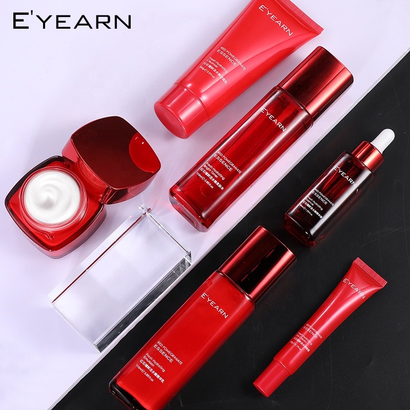 OEM 6-Piece Pomegranate Skincare Set Vegan Facial Care Kit Hydrating Firming Cleanser Serum for Skin Set Care Skin Care Set