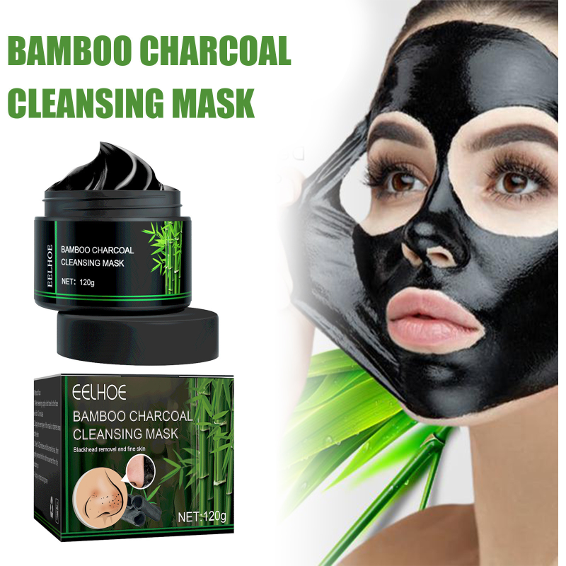 Eelhoe Bamboo Charcoal Face Mask Seaweed Infused Blackhead Remover Deep Pore Cleaner Anti-Wrinkle Nose Cream Glycerin Face Body