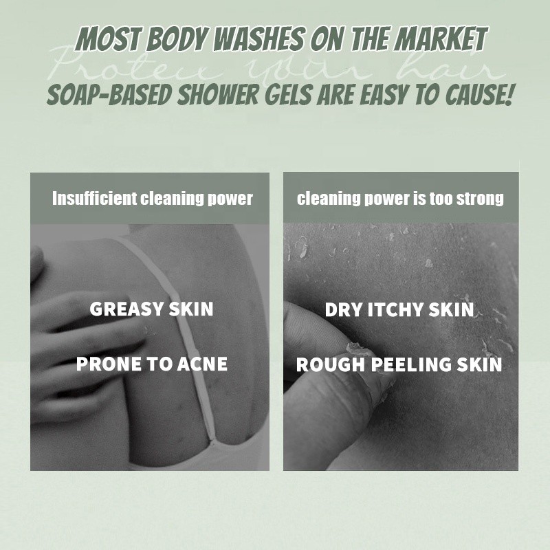 OEM Herbal Amino Acid Body Wash 300ml/10.14 Fl Oz Soap-Free Shower Gel Mild Fragrance Hydrated Nourished Skincare Liquid Bubbles