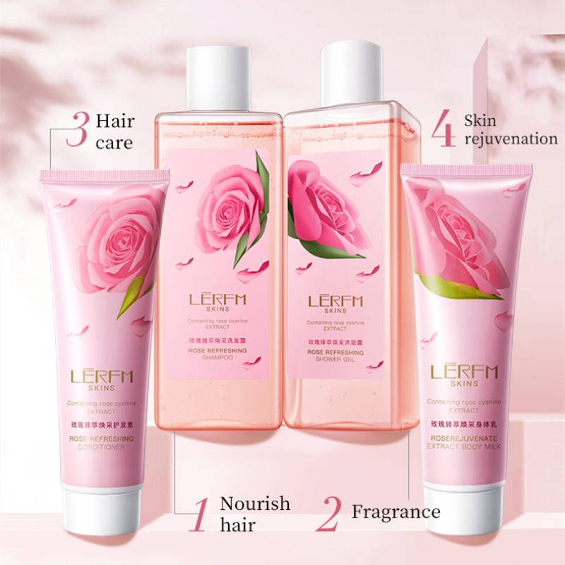 OEM Luxury 7-Pcs Spa Basket with Rose Scent Bath Birthday  Box for Girls for Women's Body Hair Care for Children