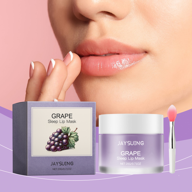 Jaysuing Organic Grape Sleep Mask Gentle Nourishing Lip Color Brightening Moisturizing Lip Skin Cream with Oil Material