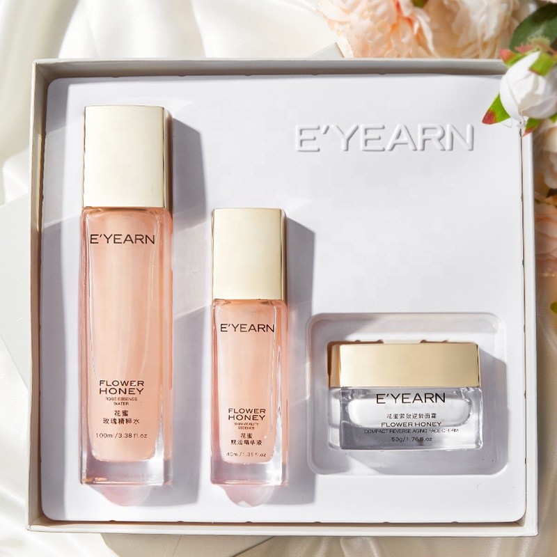 OEM Nectar Plant Extract Skin Care Set Natural Vegan W/ Toner Serum Face Cream 3 Step Facial Care System Skincare Kit Gift Box