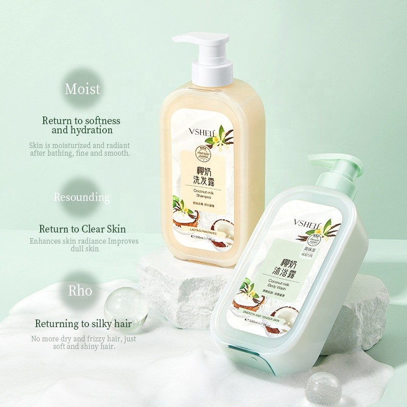 VSHELL Coconut Shower Gel 500 ML / 16.9 Fl Oz Ultra Moisture Cleanses Skin for Women and Men Daily Bubble Bath & Body Wash