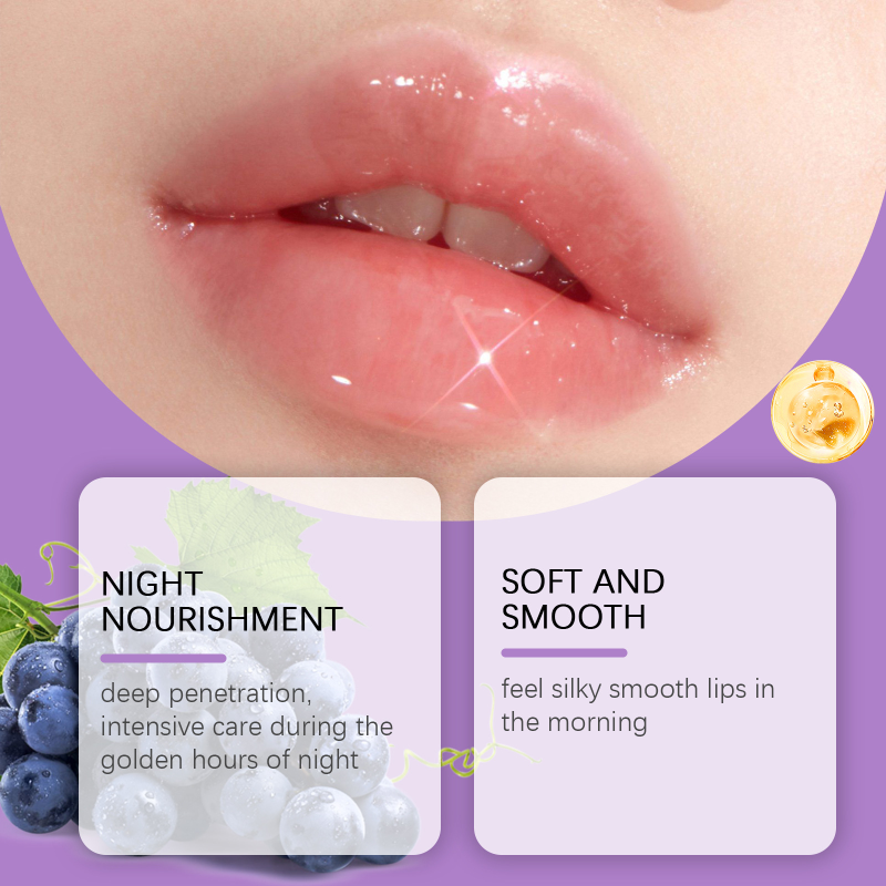 Jaysuing Organic Grape Sleep Mask Gentle Nourishing Lip Color Brightening Moisturizing Lip Skin Cream with Oil Material