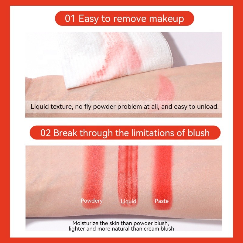 Custom Logo Color Bare Cheeks Liquid Face Cream Blush Glow Makeup Matte Pearl Waterproof Long Lasting Liquid Blusher for Fair