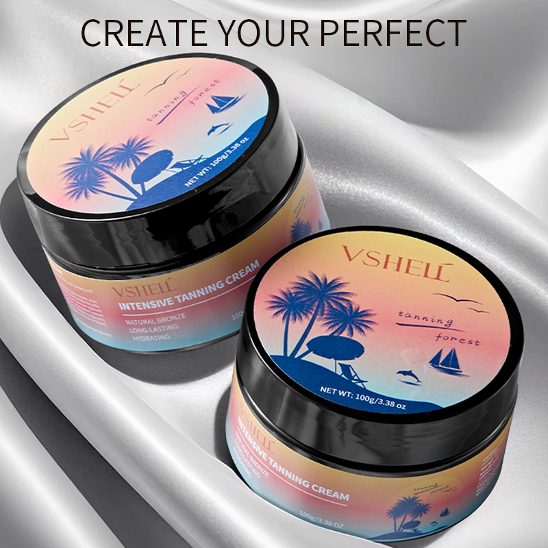 Vshell Organic Herbal Tanning Cream Oil Gentle Moisturizing Summer Outdoor Beach Aid for Bronze Skin Face Use