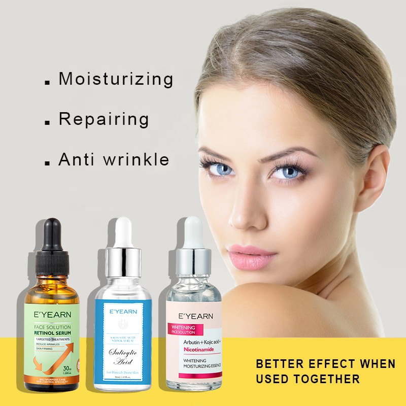 Private Label Anti-Aging Skin Care Serum Set Whitening & Brightening Salicylic Acid Niacinamide Liquid Anti-Wrinkle Renewal