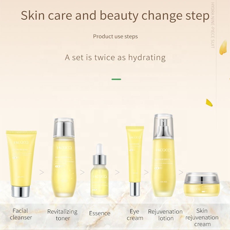 Wholesale 8-Piece Natural Herbal Skin Care Set Luxurious Calendula Face Cream Lotion Toner Serum Eye Cream Face Wash Boxed Kit