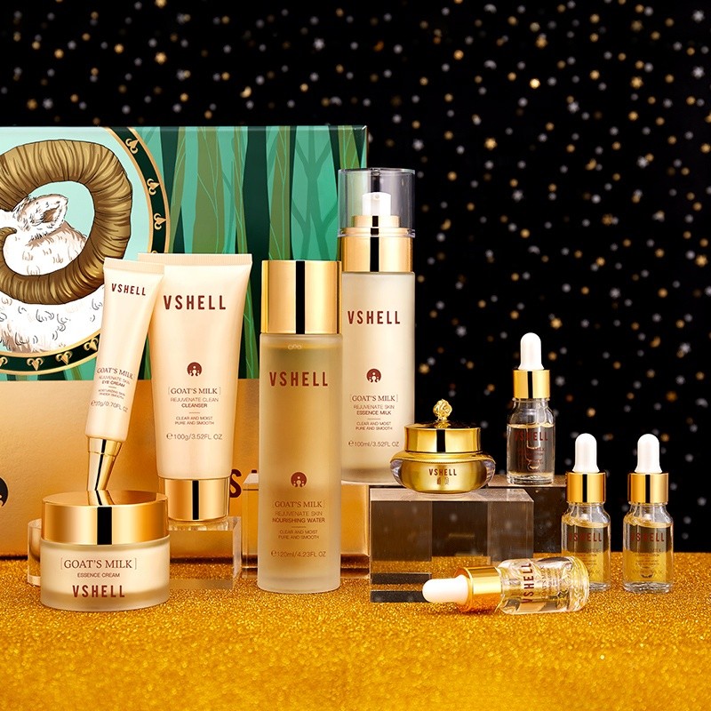 OEM in Stock Goat Milk Skincare 12 Pcs Anti-Aging Moisturizing Revitalizing Skin for Home Beauty Salon Luxury Skin Care