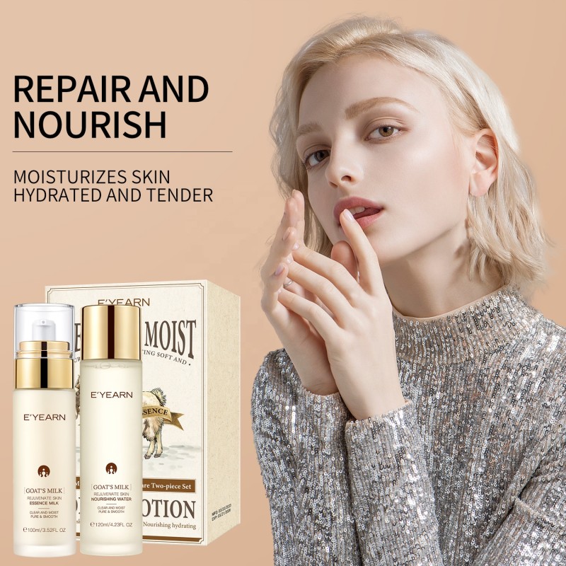 Private Label 2 PCS Goat Milk Enriched Herbal Face Toner Lotion Moisturizing Nourishing Skin Care Starter Ritual Herbal Face