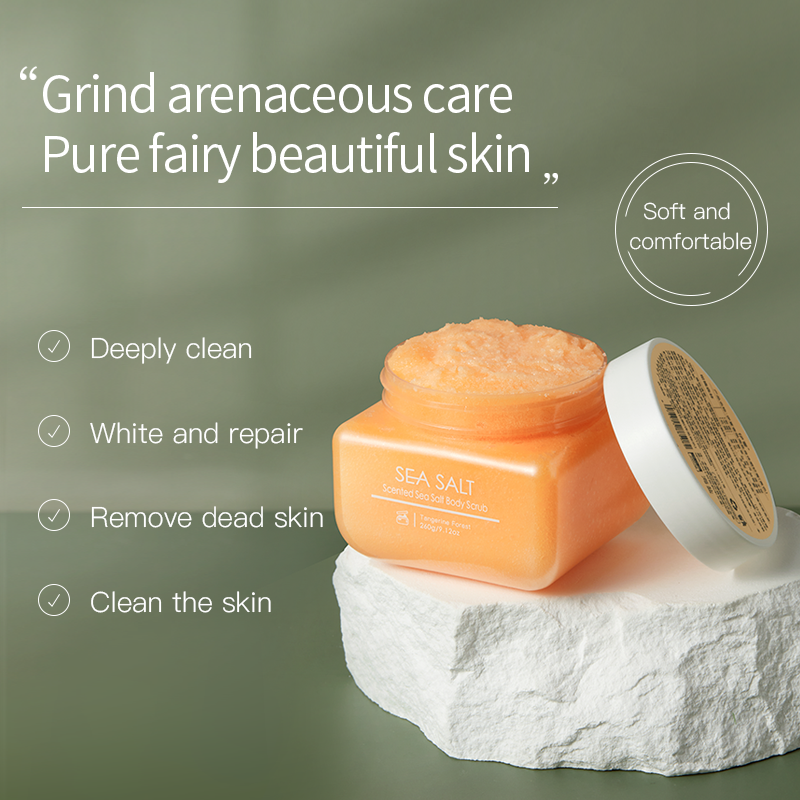 Custom Private Label Sea Salt Scrub Natural Body Shea Butter Scrub Exfoliate Skin Whitening Body Scrub