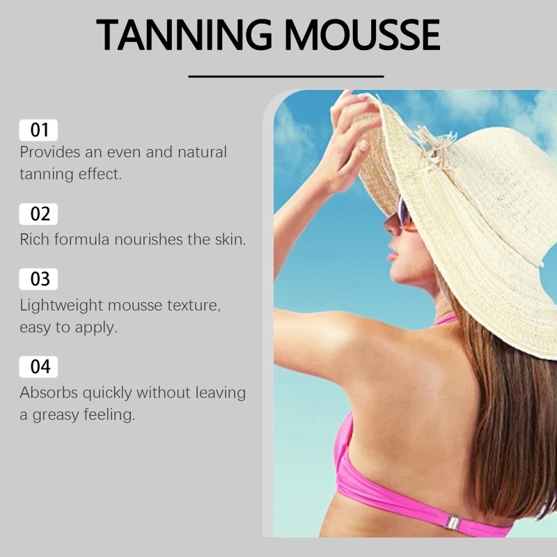 Vshell Vegan Summer Self-Tanning Mousse Wheat Color Bronze Skin Tone Tanning Cream with Moisturizing Hydrating Properties