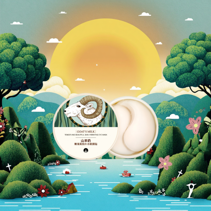 Vegan Herbal Infused Goat Milk Hydrating Collagen Gel Eye Pad Patches Popular Sheet Form Facial Skin Care Eye Mask Cosmetics