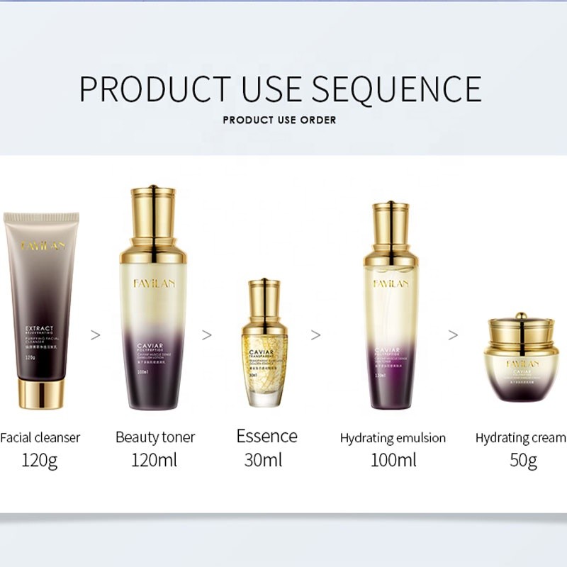 Manufacturer Wholesale Women's Anti-Aging Skin Care Set Herbal Caviar Peptide Facial Care Kit Whitening Moisturizing Repairing