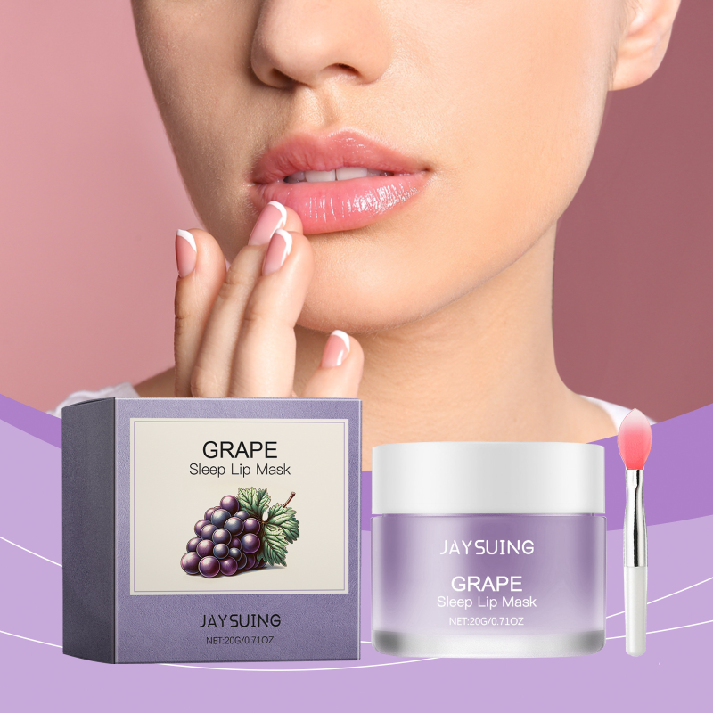 Jaysuing Organic Grape Sleep Mask Gentle Nourishing Lip Color Brightening Moisturizing Lip Skin Cream with Oil Material