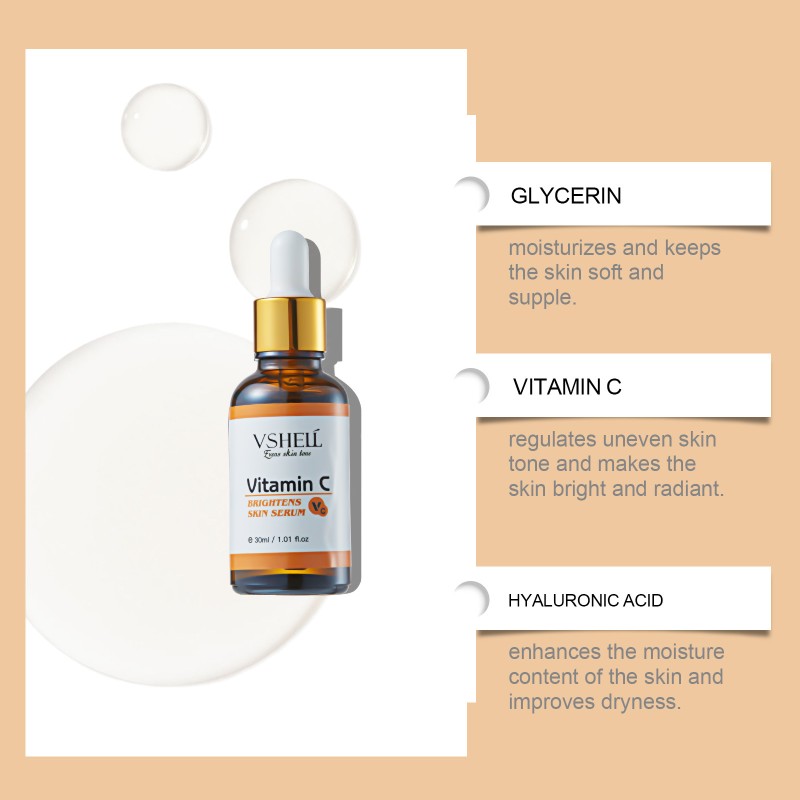Vshell VC 30ml Radiant Anti-Aging Face Moisturizer Herbal for Essence Skin Care Serum Revitalizing Smoothing OBM Liquid Serum