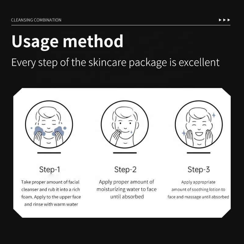 OEM Skin Care Set for Male W/ Toner Facial Lotion Face Wash Hydrating Water Oil Balance 3-Step Routine Mens Facial Skincare Kit