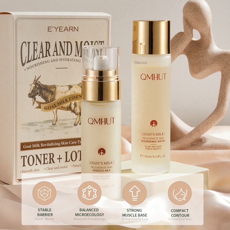 Private Label 2 PCS Goat Milk Enriched Herbal Face Toner Lotion Moisturizing Nourishing Skin Care Starter Ritual Herbal Face