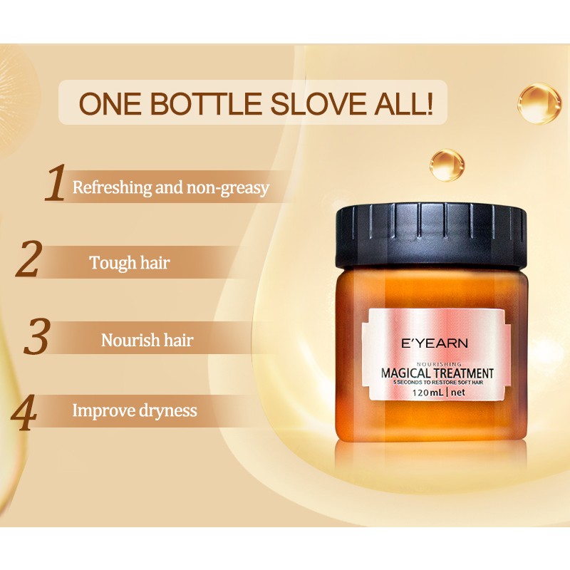 Magical 5-Second Hair Mask Organic Cream Infusing Argan Oil Nutrition for Moisturizing Damage Repair Soft Hair Restoration