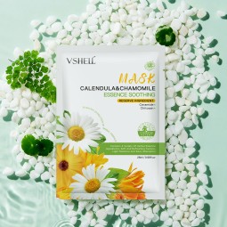 OEM Crystal Facial Mask Vegan Marigold Extract 28ml X 10 Sheets Deep Hydration Overnight Skin Care Soothing Glycerin Travel Size