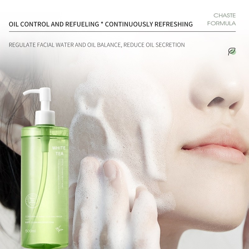 VSHELL Green Tea Face Wash Vegan Cruelty-free Gentle Formula Moisturizing Skin Clearing Large Capacity Tea Tree Facial Cleanser