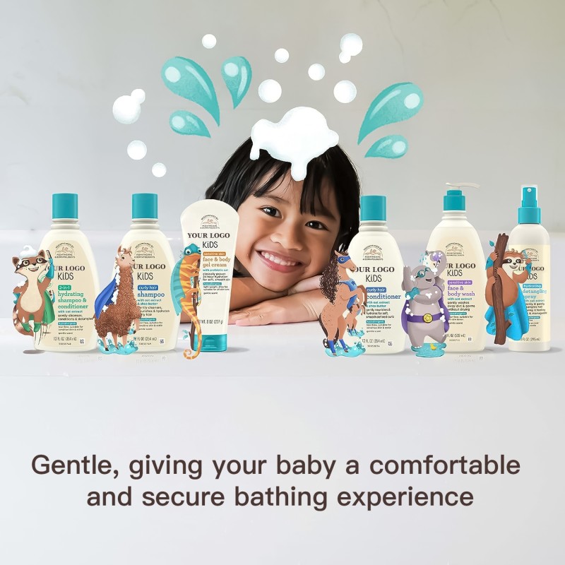 Private Label 2-in-1 Hydrating Shampoo & Conditioner Oat Extract Tear-Free Gentle Detangling Spray for Kids Cream Form