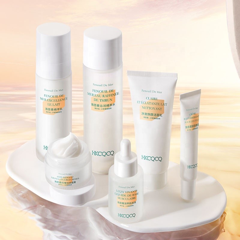 HKCQCQ Miracle Anti-Wrinkle Women's 6-Piece Korean Style Herbal Skin Care Set Multi-Action Benefits Sea Fennel Cruelty-Free