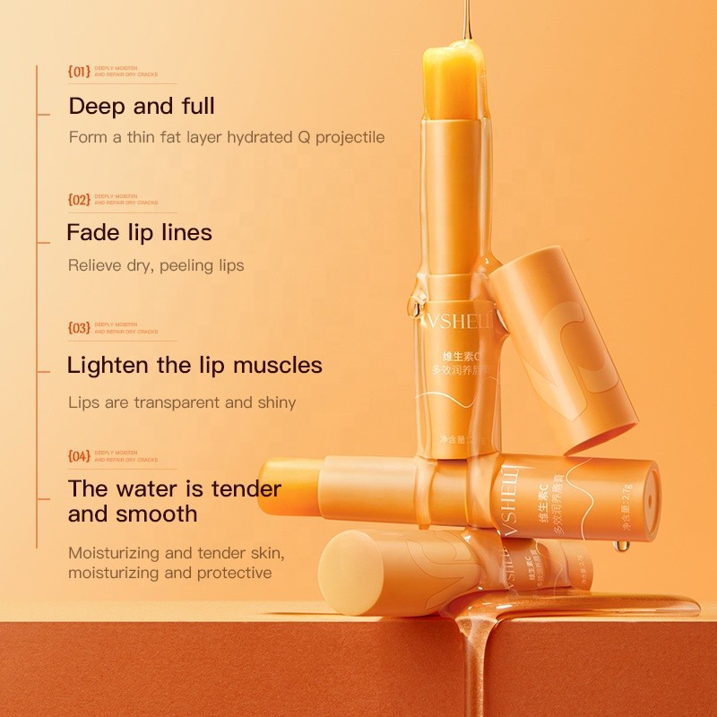 Vitamin C Multi-Effect Nourishing Lip Balm 2.7g Mineral Oil Camellia Seed Oil Shea Butter Beeswax Lip Care Stick for All Seasons