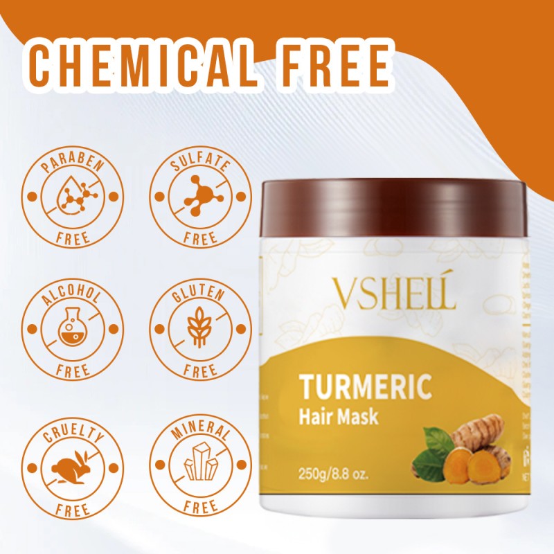 Turmeric Rosemary Hair Mask 250ml Nourishing Hair-Repairing Cream Hyaluronic Acid for Dry Frizzy Hair Free Steaming Fluffy