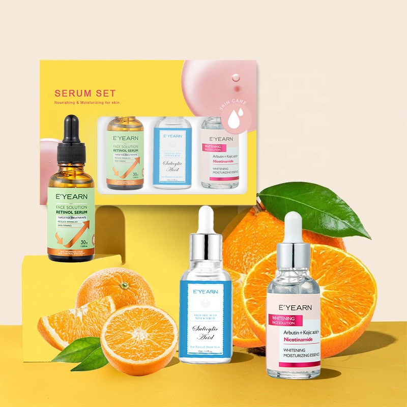 Private Label Anti-Aging Skin Care Serum Set Whitening & Brightening Salicylic Acid Niacinamide Liquid Anti-Wrinkle Renewal