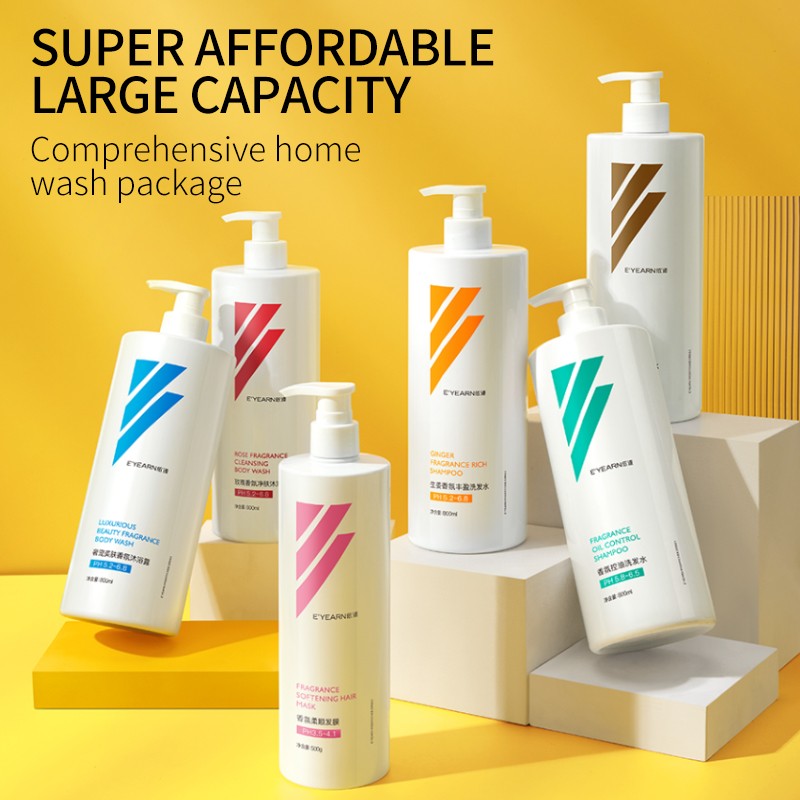 Organic Ginger Hair Shampoo and Body Wash Set Rose Sulfate-Free Bath Products with Natural Ingredients