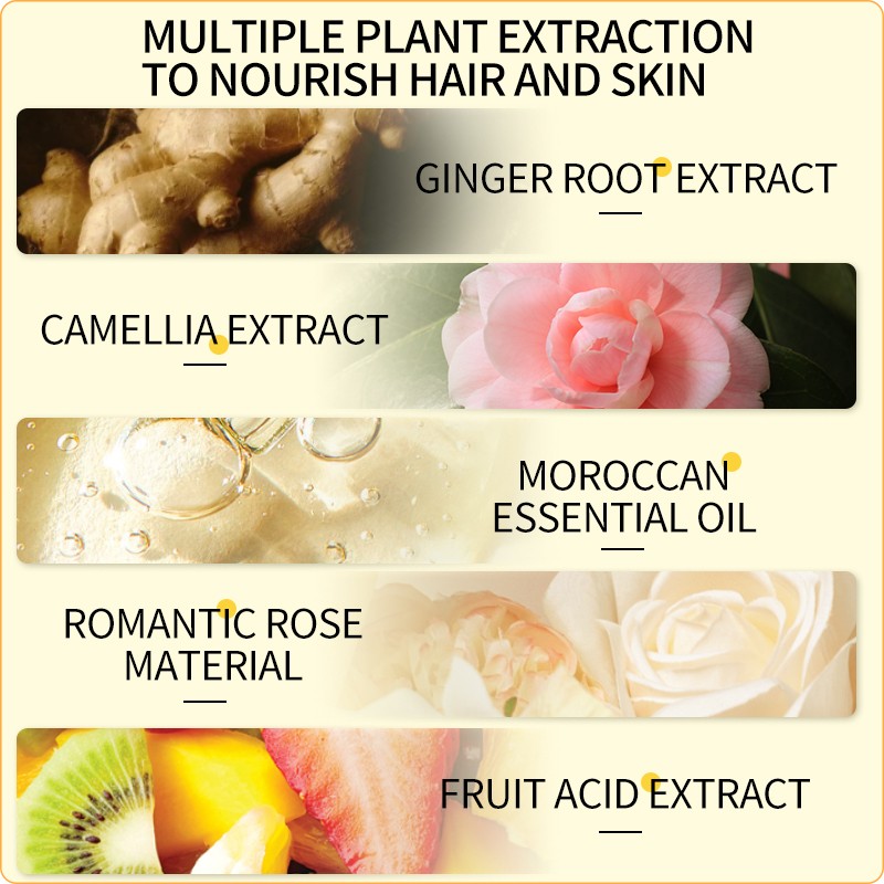 Organic Ginger Hair Shampoo and Body Wash Set Rose Sulfate-Free Bath Products with Natural Ingredients