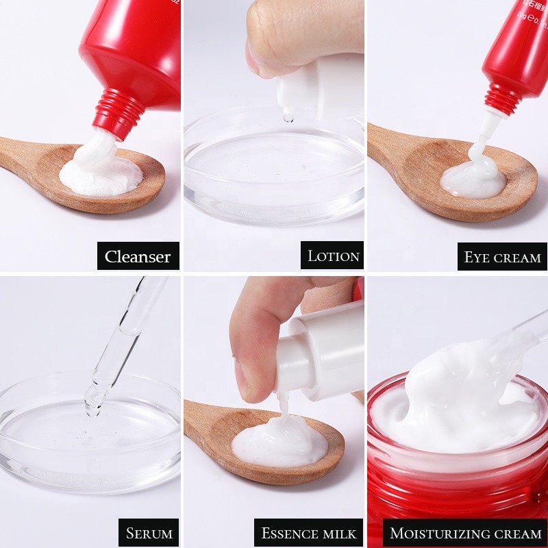 OEM 6-Piece Pomegranate Skincare Set Vegan Facial Care Kit Hydrating Firming Cleanser Serum for Skin Set Care Skin Care Set