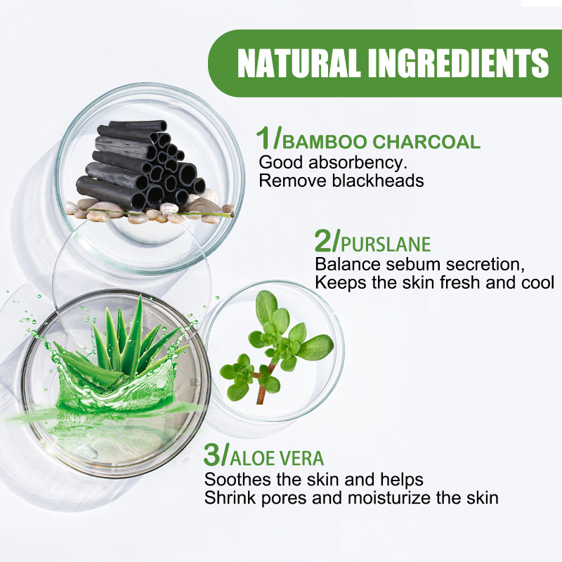 Eelhoe Bamboo Charcoal Face Mask Seaweed Infused Blackhead Remover Deep Pore Cleaner Anti-Wrinkle Nose Cream Glycerin Face Body