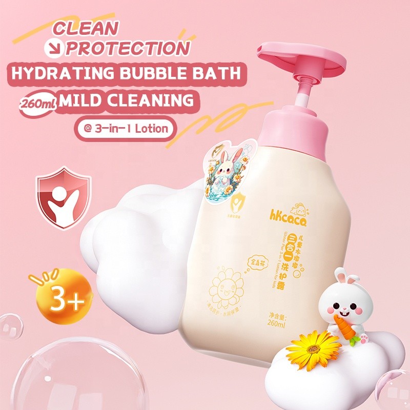 Wholesale 3-in-1 Gentle 260ml/8.8fl oz Body Wash Hydrating Mild Formula Panthenol Honey Refreshing for Children Baby-Friendly