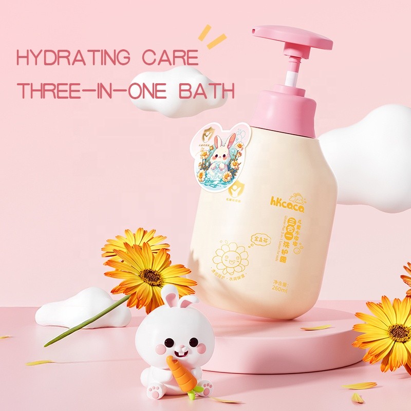 Wholesale 3-in-1 Gentle 260ml/8.8fl oz Body Wash Hydrating Mild Formula Panthenol Honey Refreshing for Children Baby-Friendly