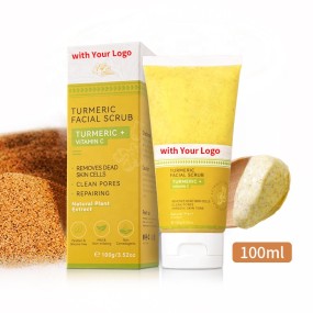 Private Label Ayurvedic Turmeric Face Scrub 200g Walnut Shell Gentle Exfoliation Radiant Skin Herbal Skincare Exfoliating Cream