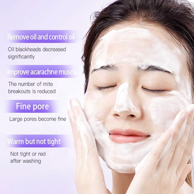 Premium Purple Oil Control Face Wash Gel 300ml / 10.14fl oz Deep Cleansing Gentle Hydration Vitamin C Perilla Facial Cleanser