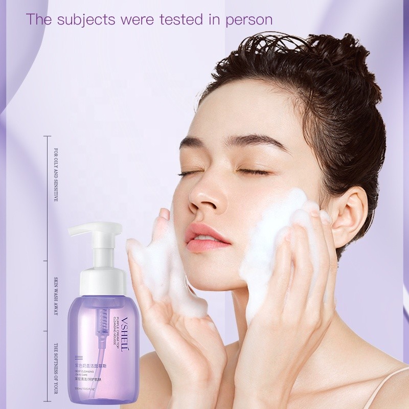 VShell 300ml Amino Acid Facial Cleanser Vegan Herbal Botanical Whipped Foam Deep Cleaning and Moisturizing Skin