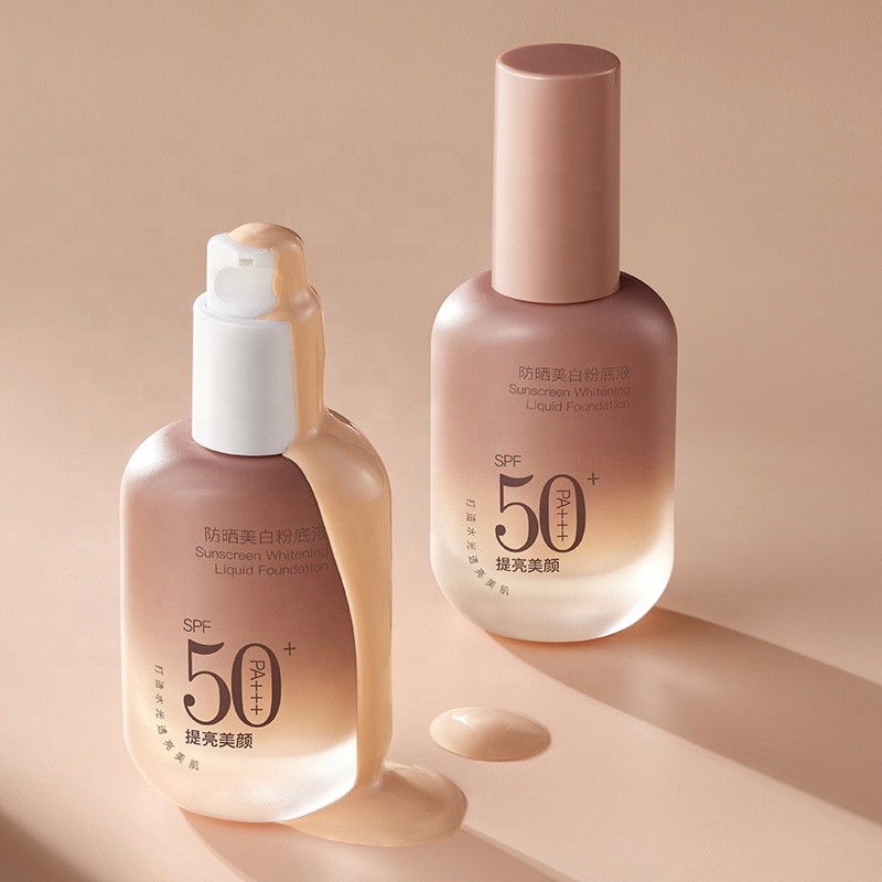 OEM Whitening Sunscreen Foundation Liquid SFP50+ 30g Brightening Hydrating Sun Protection Long-Lasting Makeup Base Tinted Cream