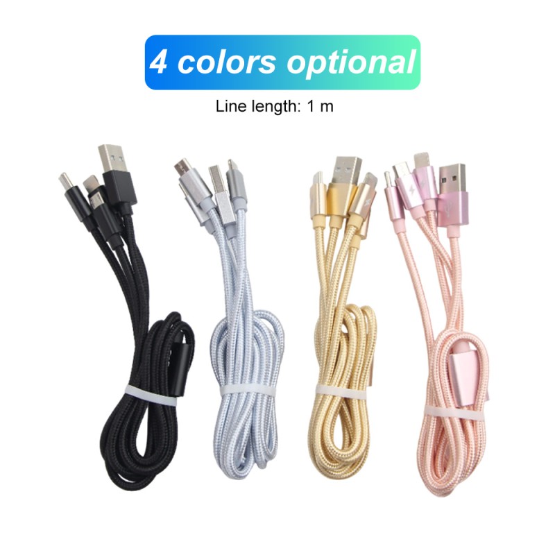 USB Cable Factory - 3 in 1 Nylon Braided Charging Cable