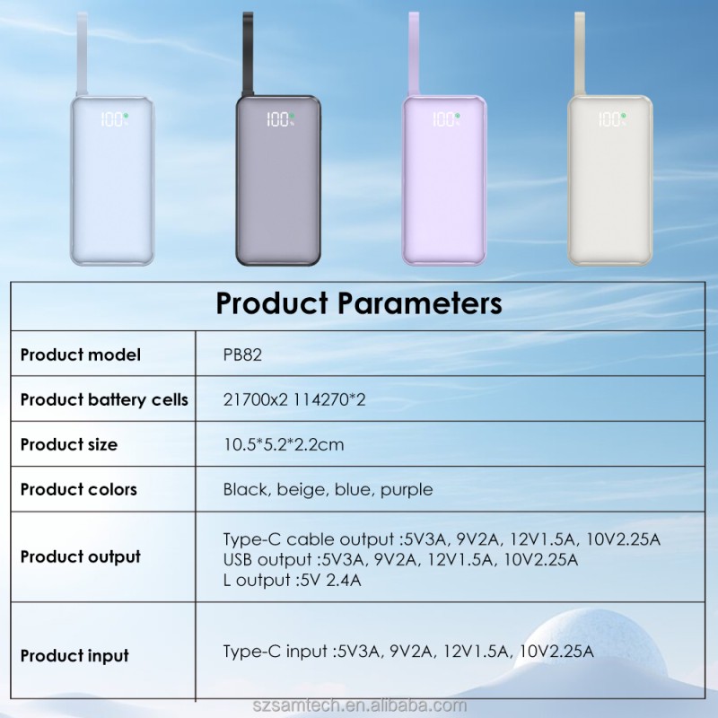 Portable Charger Manufacturer - 22.5W Built-in Cables 10000mAh