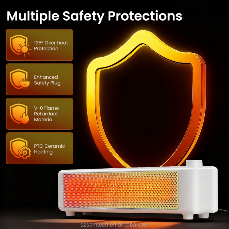 Ceramic Heater Factory - 500W Portable Desk Heater Tip-Over Protection
