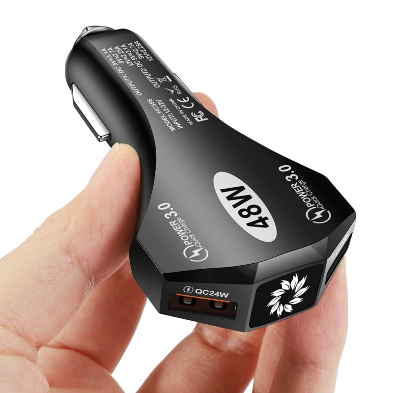 Car Charger Factory - 48W Dual Port USB QC3.0 Car Charger