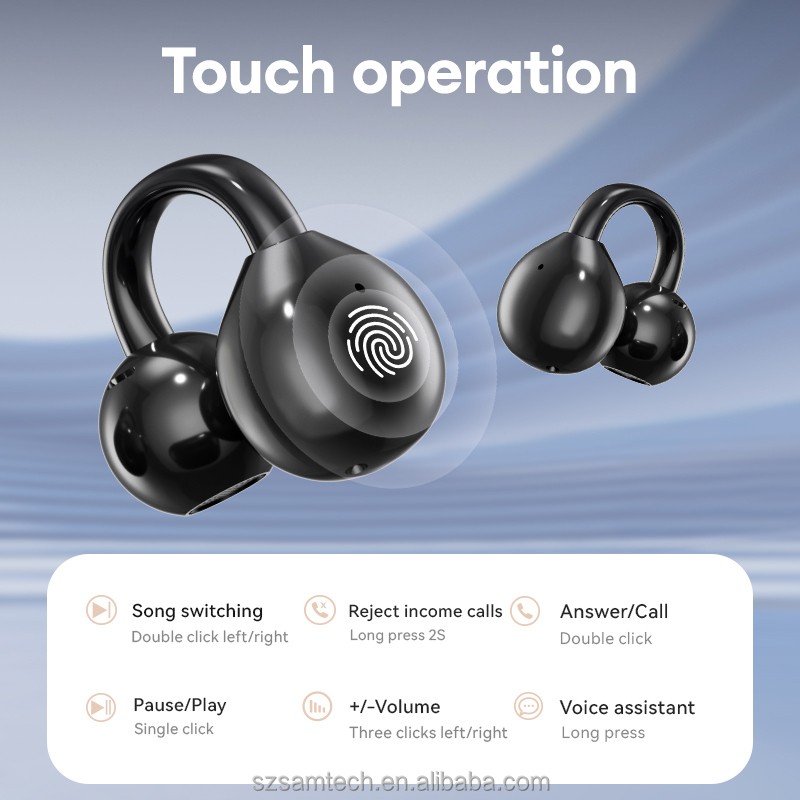 TWS Earphones Factory - Open-ear Bluetooth 5.4 Touch Screen Gaming