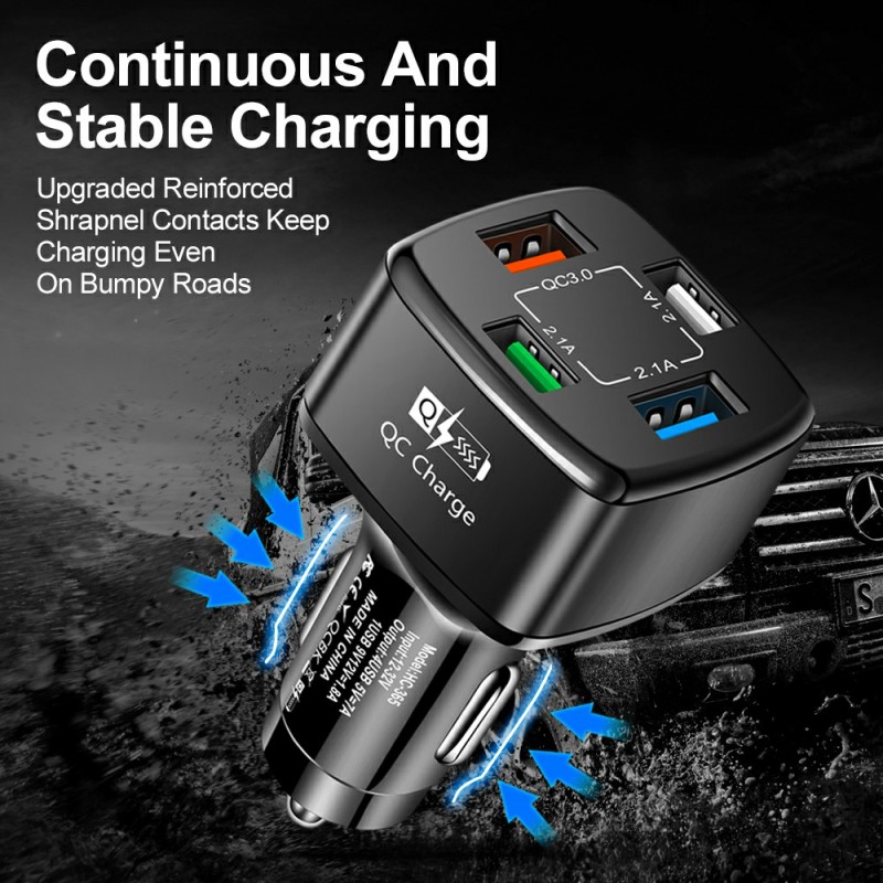 Car Charger Manufacturer - QC3.0 4 in 1 USB Type C Car Charger