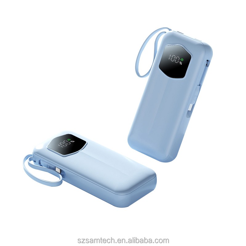 Power Bank Manufacturer - 10000mAh Retractable Cord LED Display