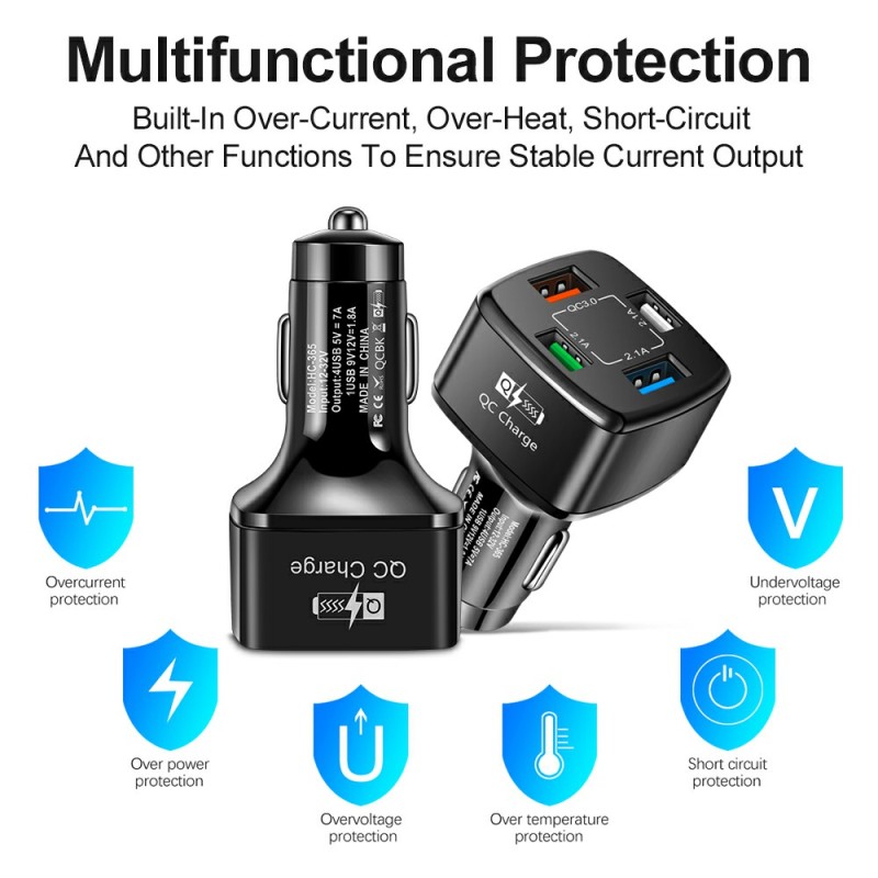 Car Charger Manufacturer - USB Type C PD 4 Port QC3.0 Charger