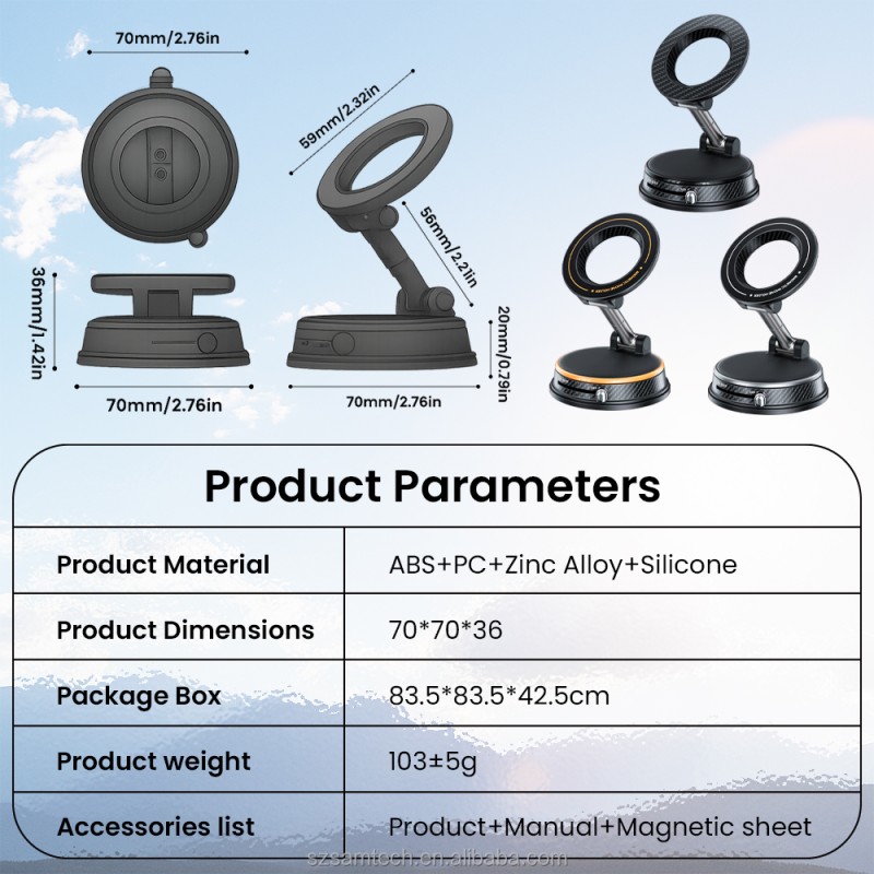 Car Phone Holder Factory - Suction Cup Zinc Alloy Phone Mount