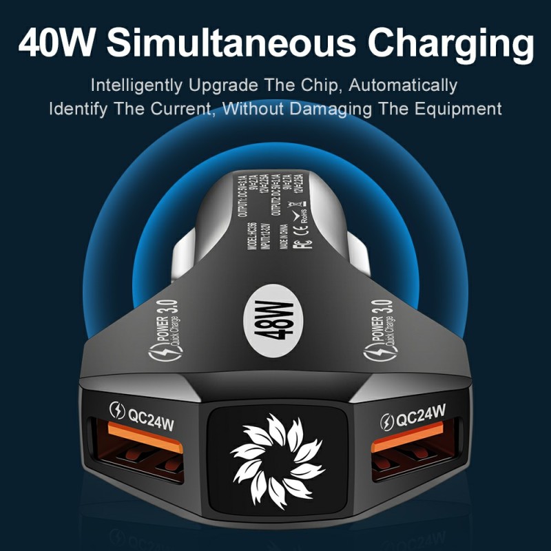 Car Charger Manufacturer - 48W Dual USB Port QC3.0 Car Charger